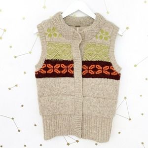 Free People • Cream Fair Isle Chunky Sweater Knit Puffer Vest